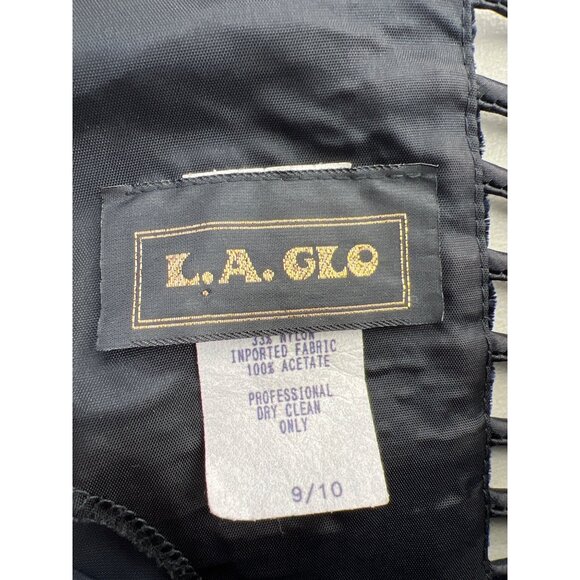 Y2K 90s LA Glo Velvet Mini Dress Size 9/10 Sleeveless Strappy Elegant Bodycon - Picture 4 of 7